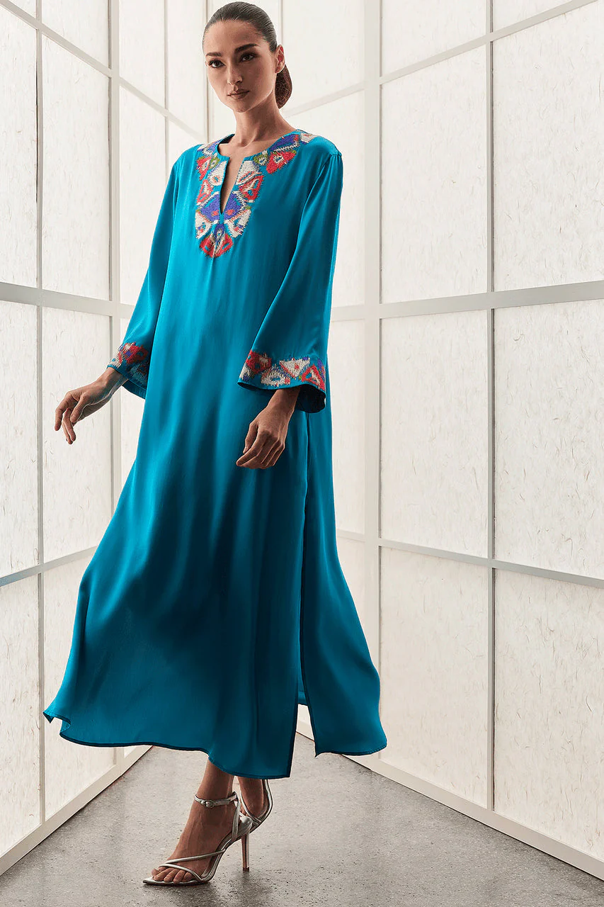 Couture Toulouse Embroidered Silk Caftan