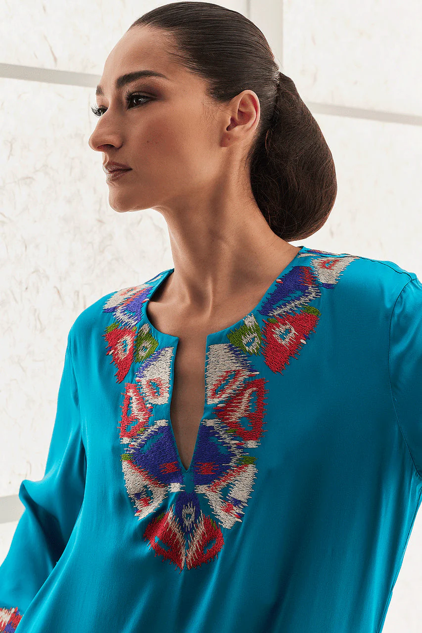 Couture Toulouse Embroidered Silk Caftan - Image 2