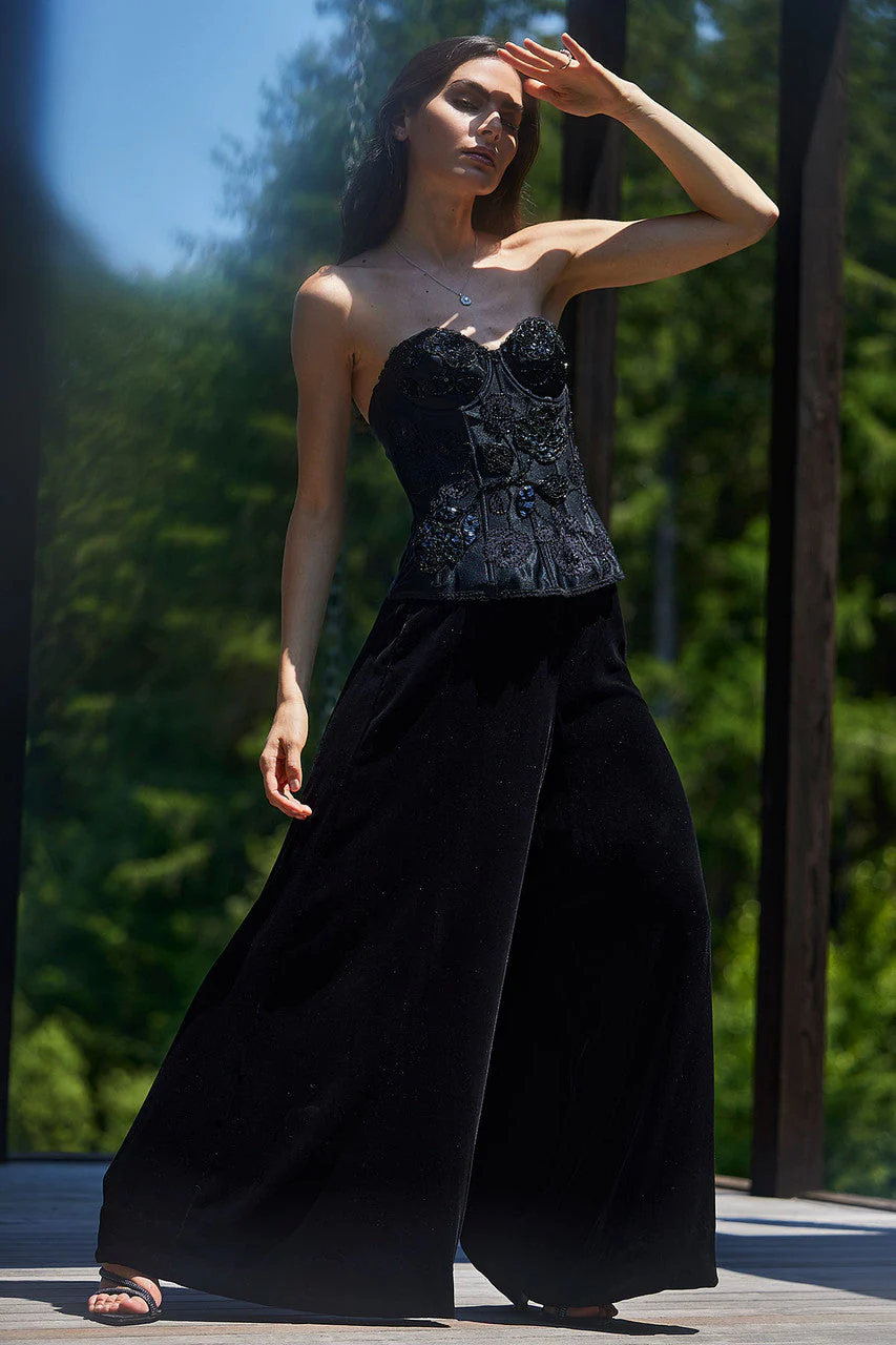 Couture Velvet Silk Palazzo Pants - Image 7