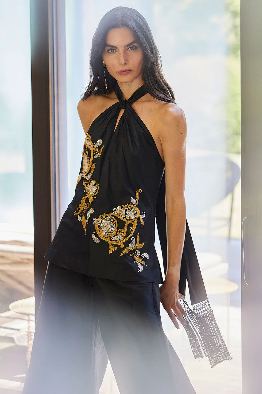 Couture Velvet Silk Palazzo Pants - Image 9