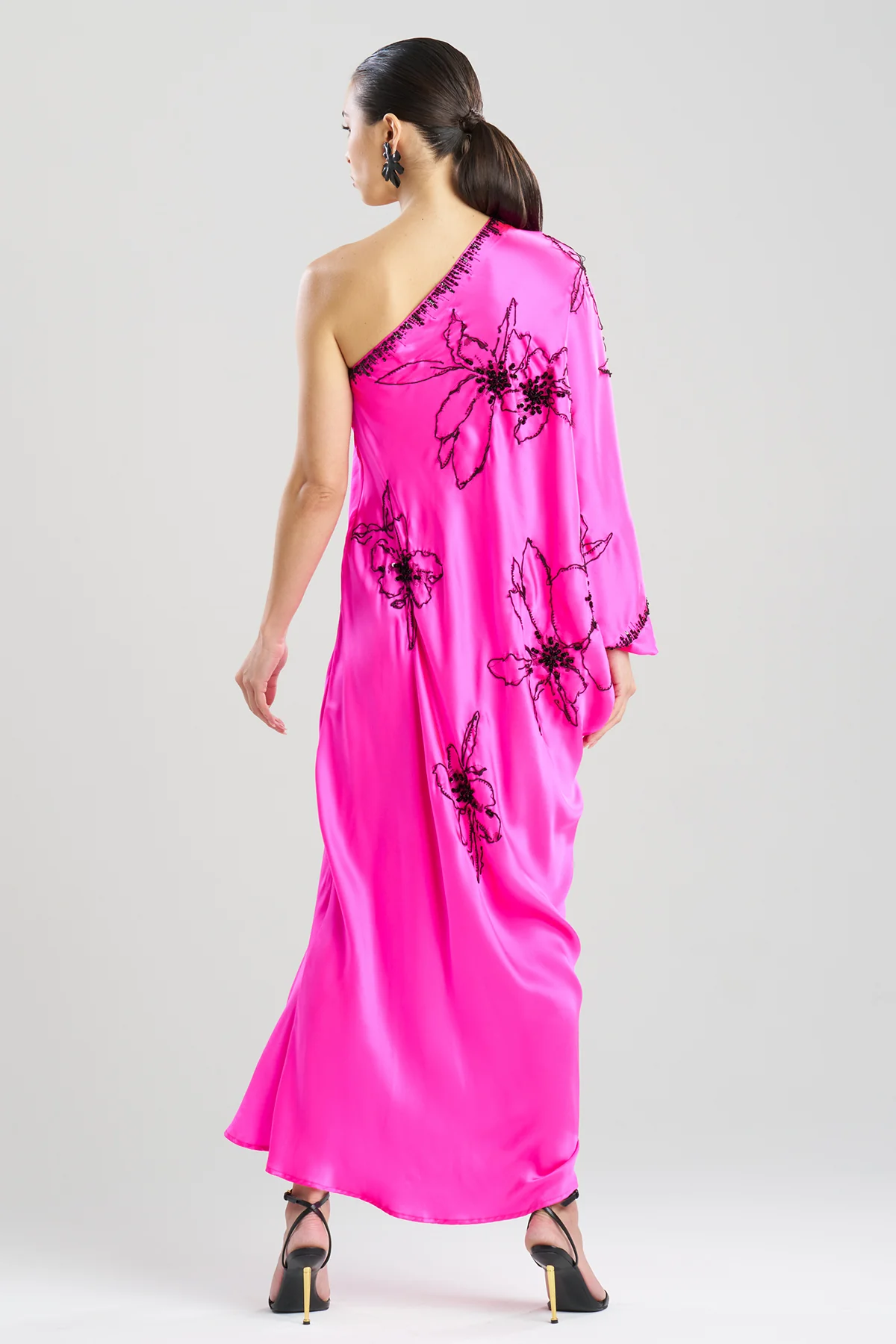 Couture Yumi One Shoulder Embroidered Silk Caftan - Image 3