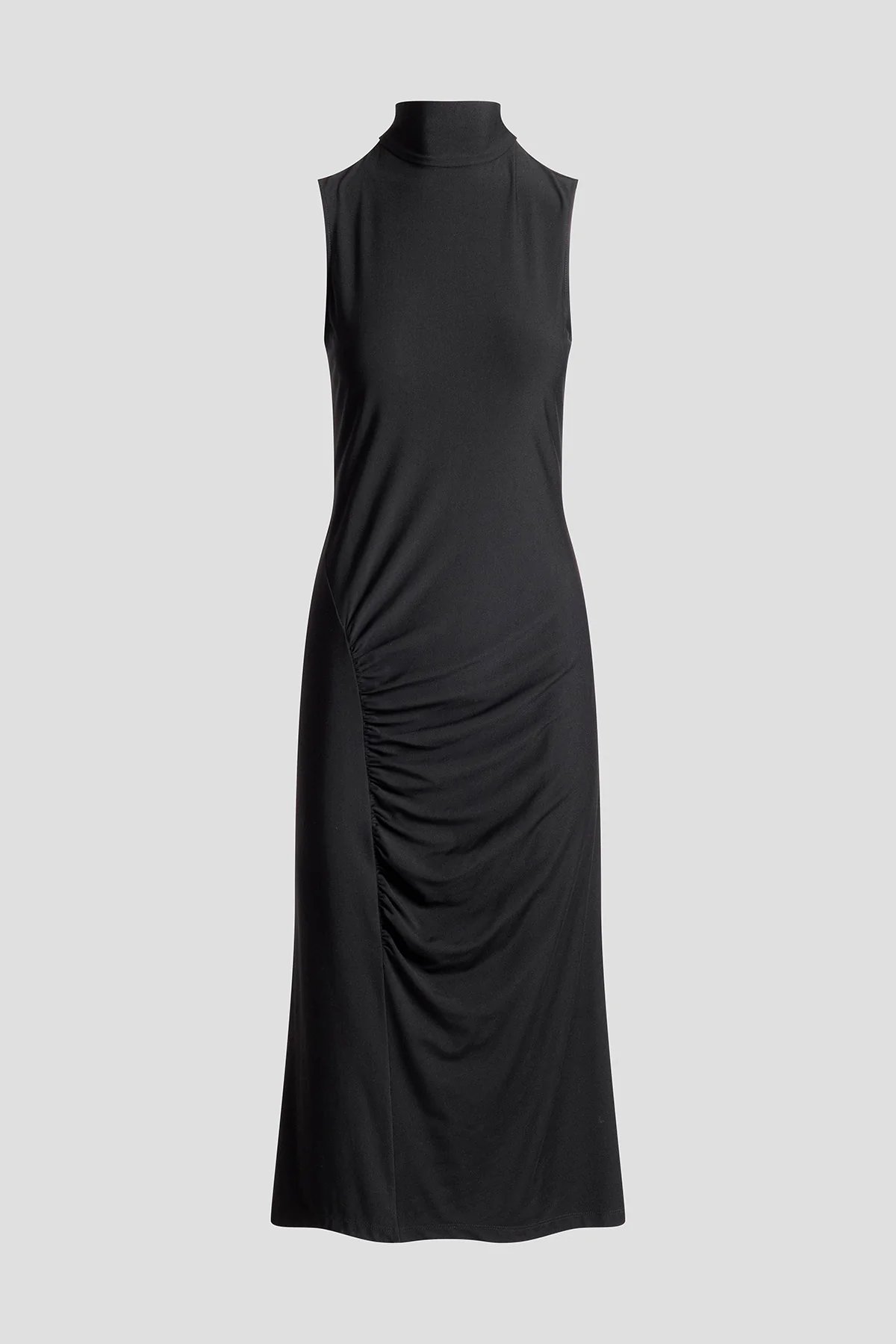 Crepe Knit Mock Neck Ruched Dress - Image 4