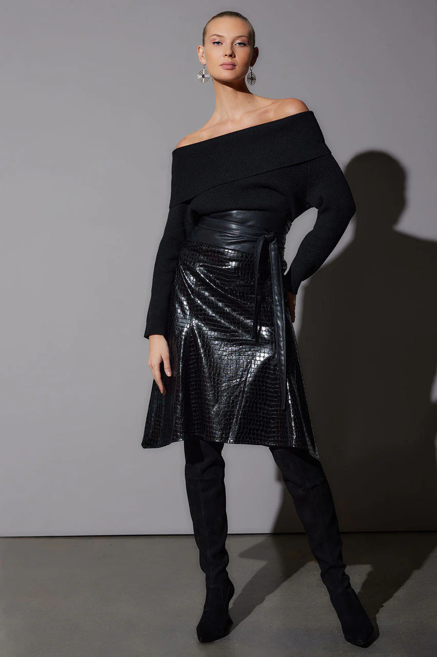Croc Vegan Leather Trumpet Skirt - Image 2