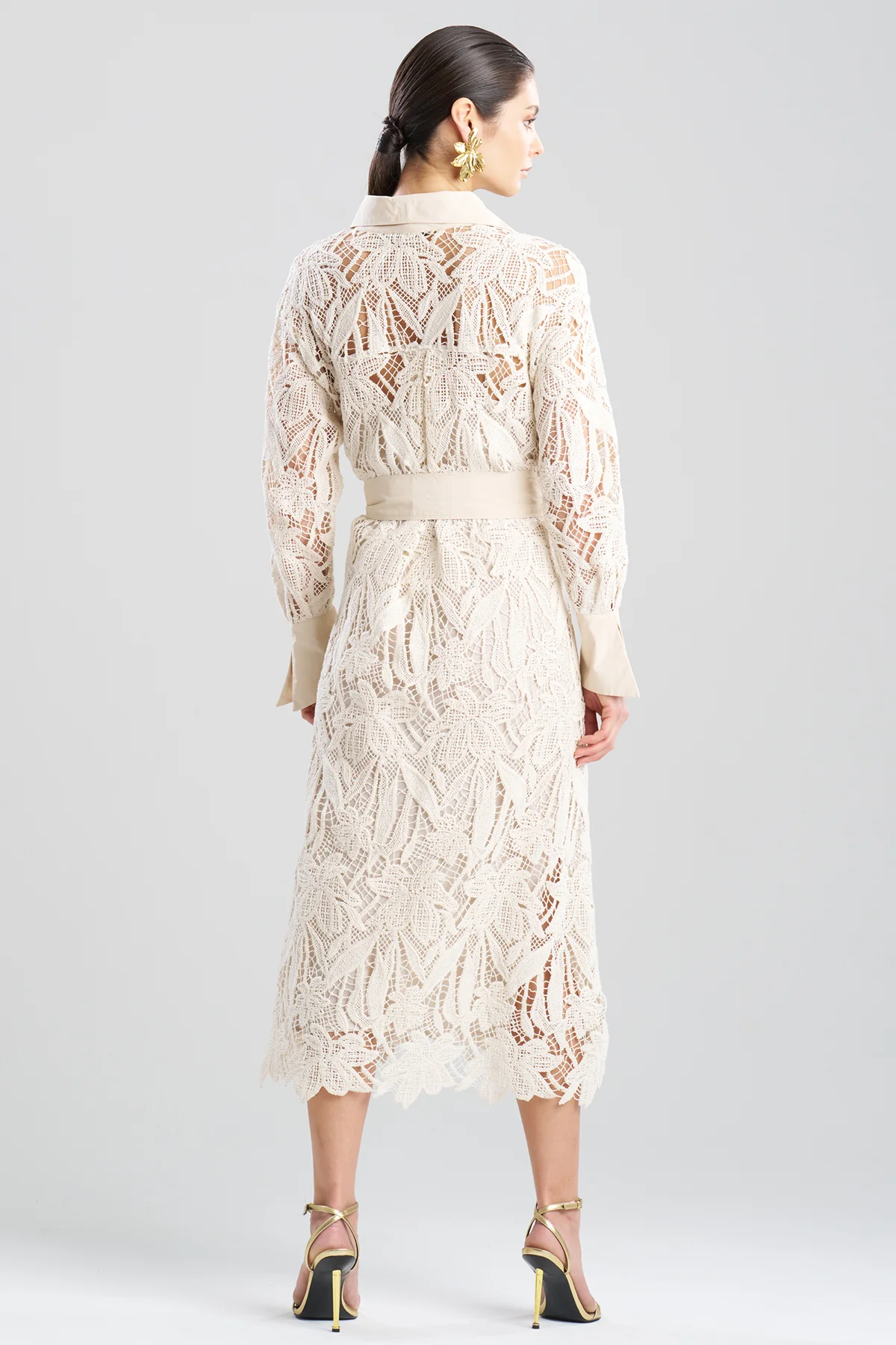 Crochet Lace Cotton Oversized Button Down Shirtdress - Image 3