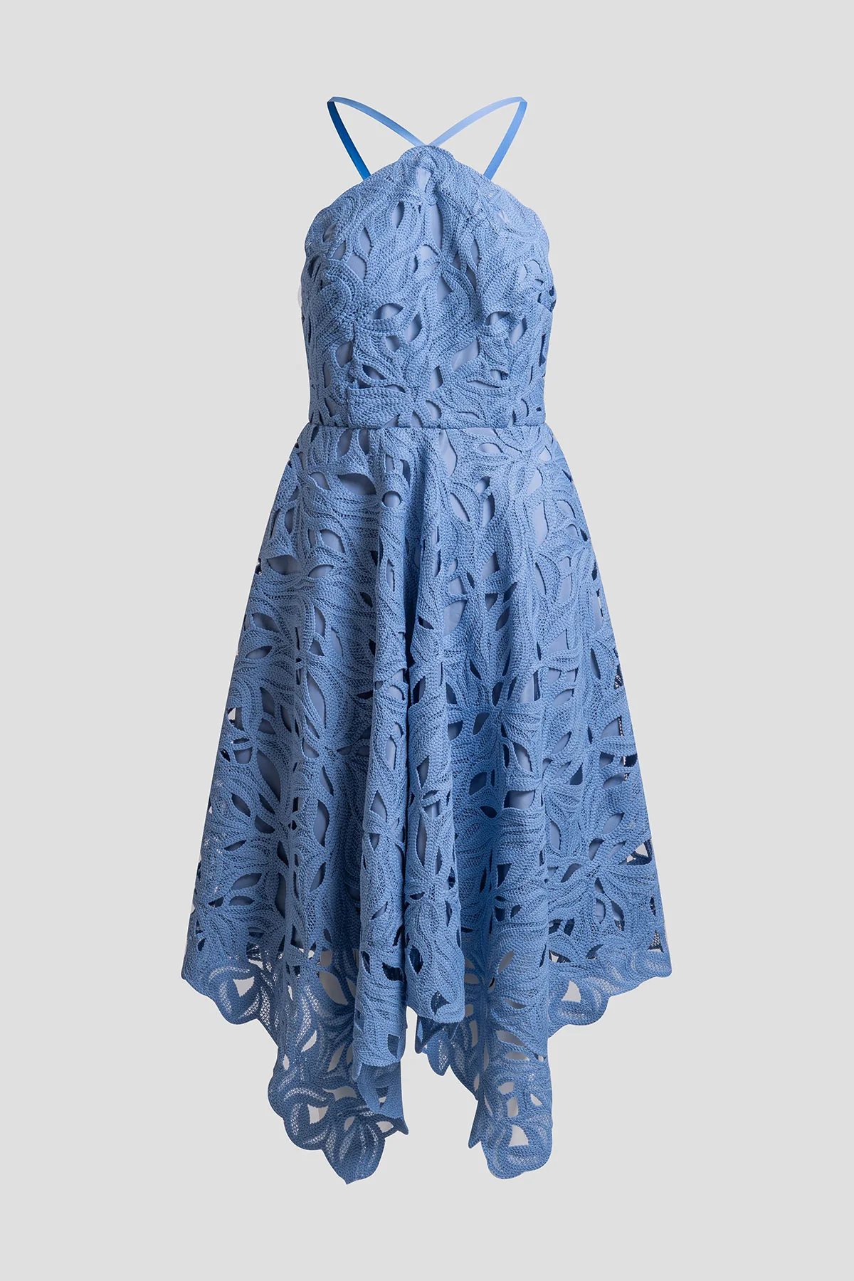 Cutout Leaf Lace Halter Dress - Image 5