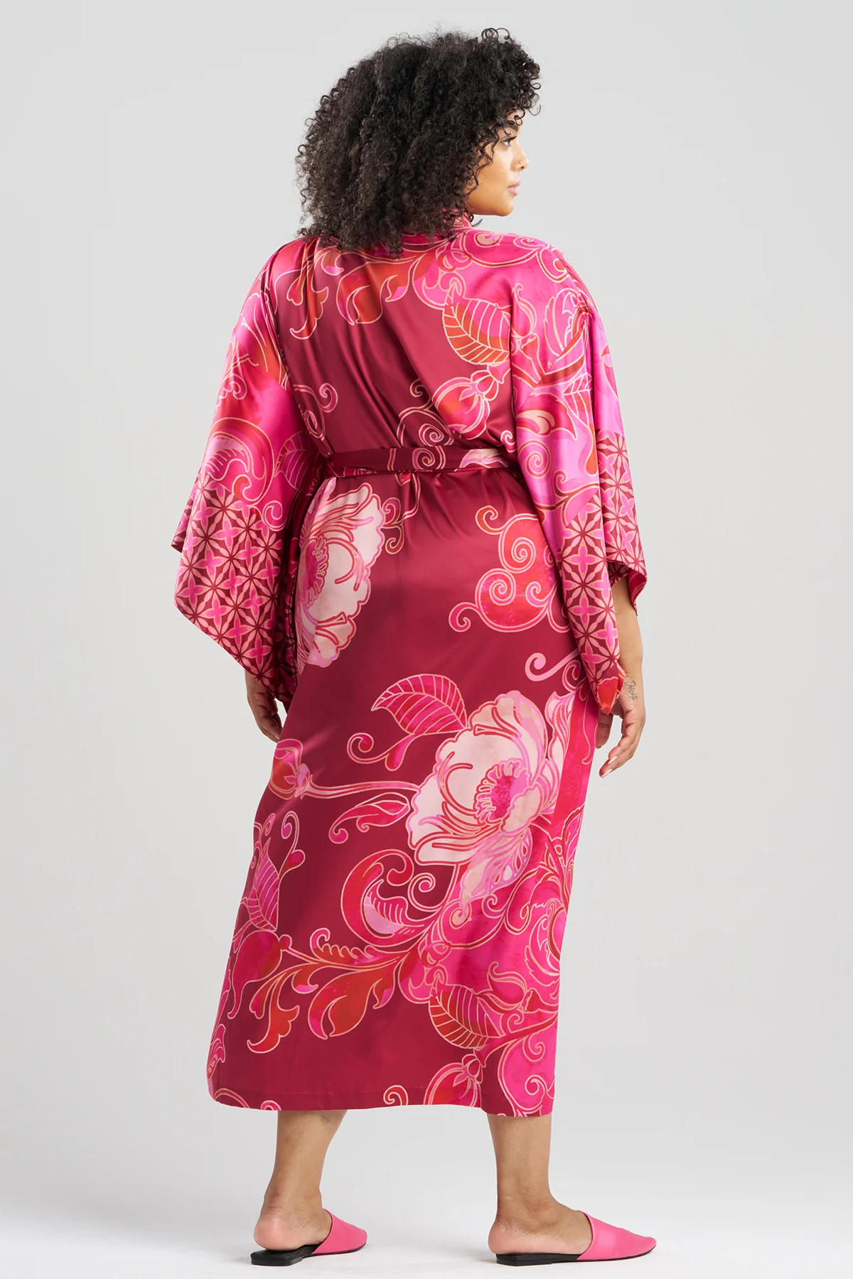 Deco Printed Charmeuse Kimono Robe - Image 4