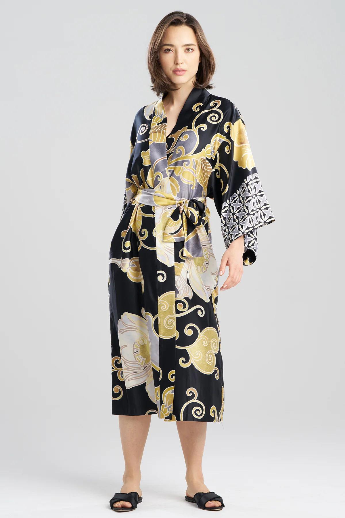 Deco Printed Charmeuse Robe