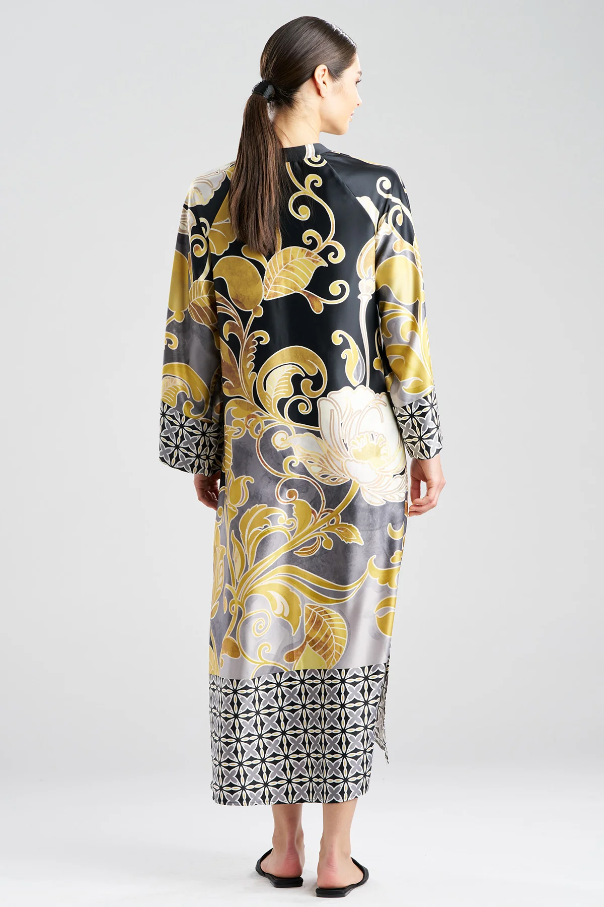 Deco Printed Charmeuse Zip Caftan - Image 2