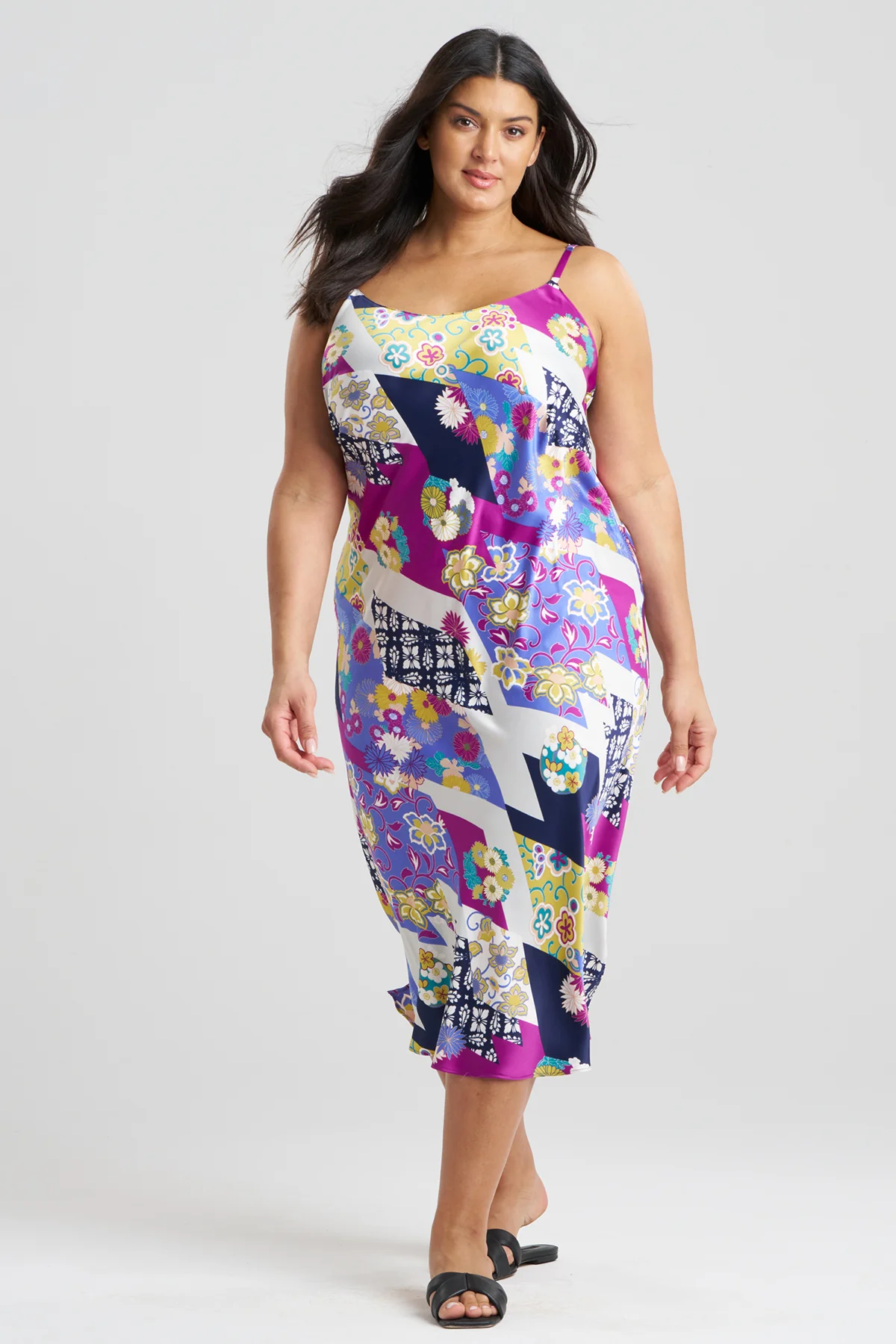 Deco Satin Scoop Neck Slip Dress - Image 3