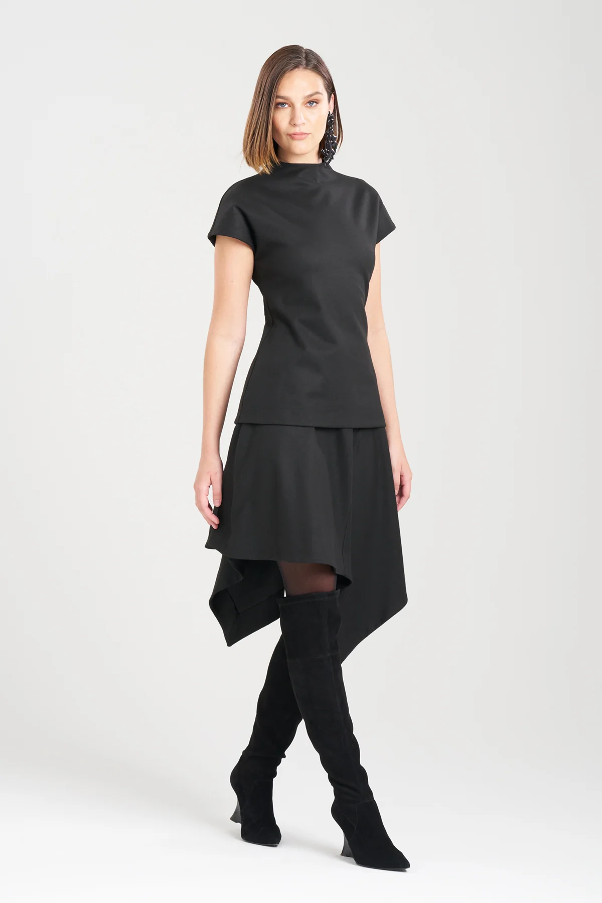 Double Jersey Funnel Neck Top