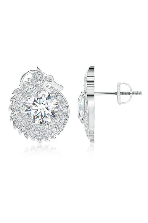 Dragon Lab-Grown 14K Gold Round Diamond Earrings
