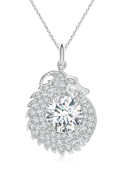 Dragon Lab-Grown 14K Gold Round Diamond Pendant Necklace - Image 2