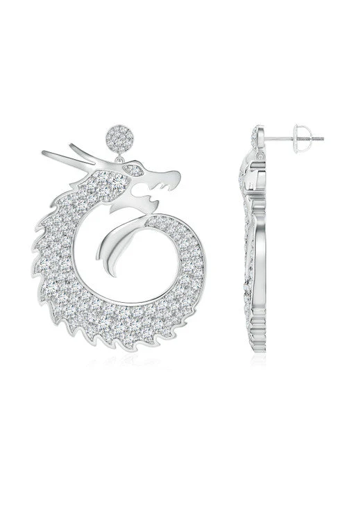 Dragon Lab-Grown Diamond Silver Drop Earrings