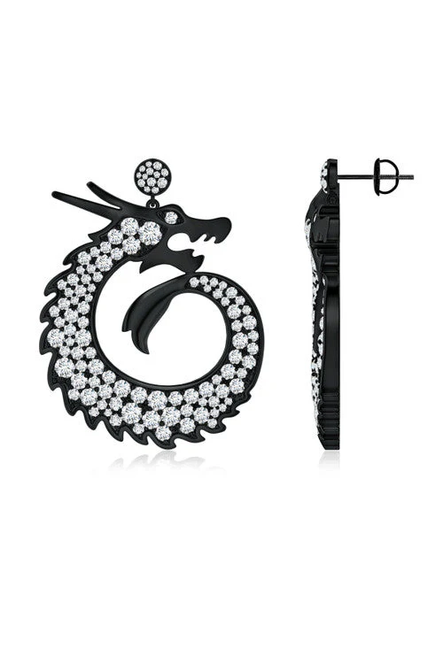 Dragon Lab-Grown Diamond Silver Drop Earrings - Image 2