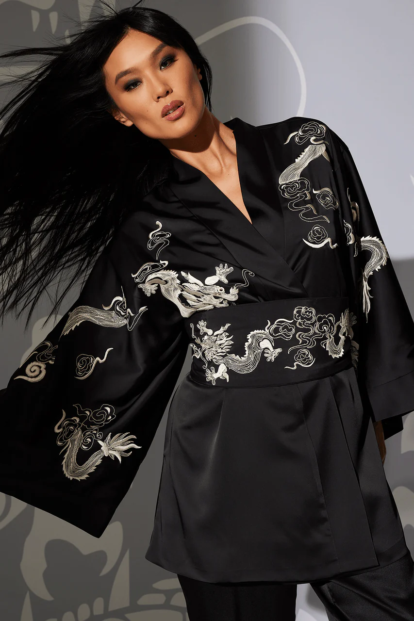 Dragon Luxe Charmeuse Embroidered Unisex Kimono - Image 6