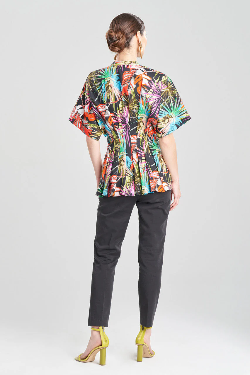 El Nido Cotton Poplin Mandarin Pleated Top - Image 2