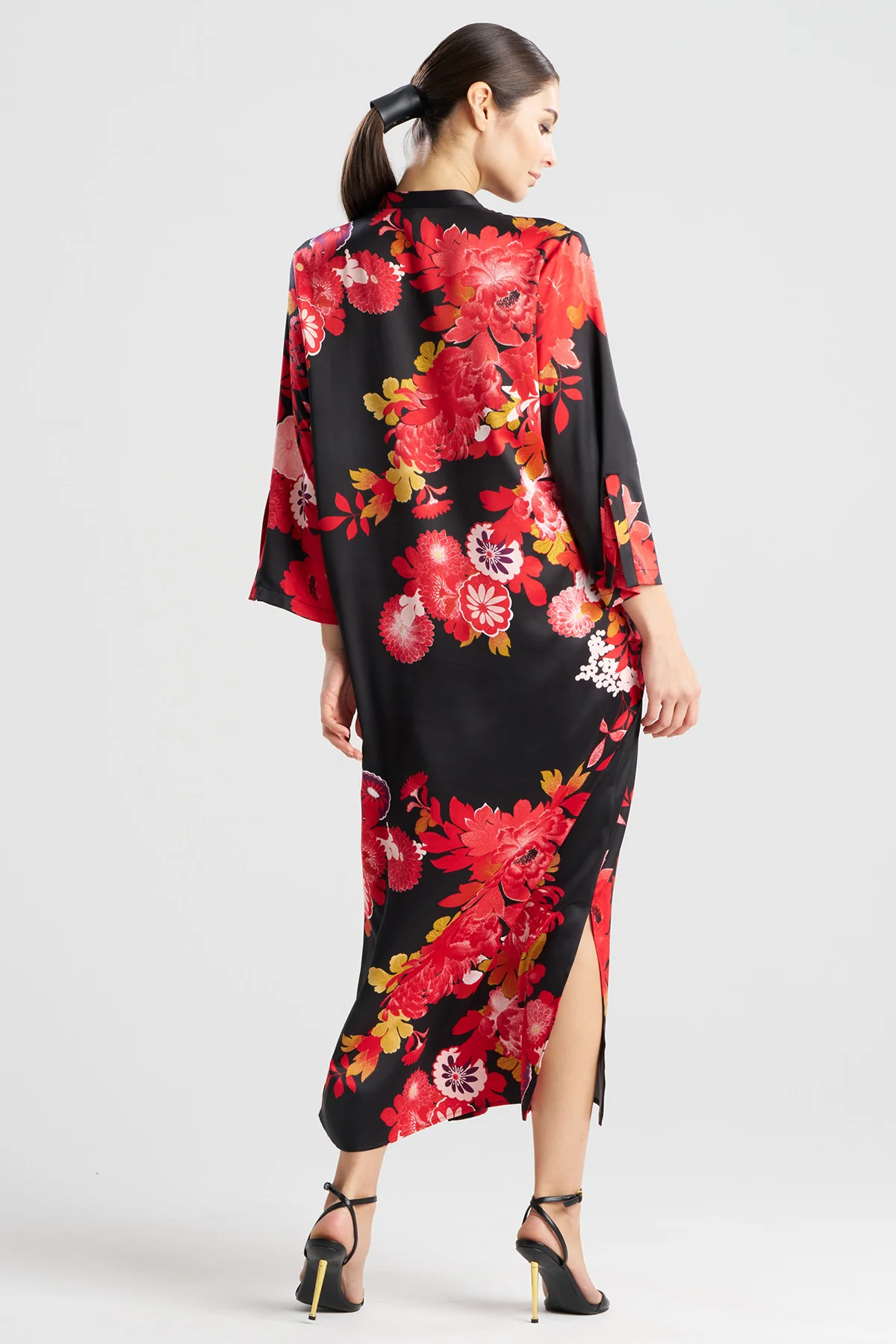 Empress Printed Satin Mandarin Caftan - Image 2