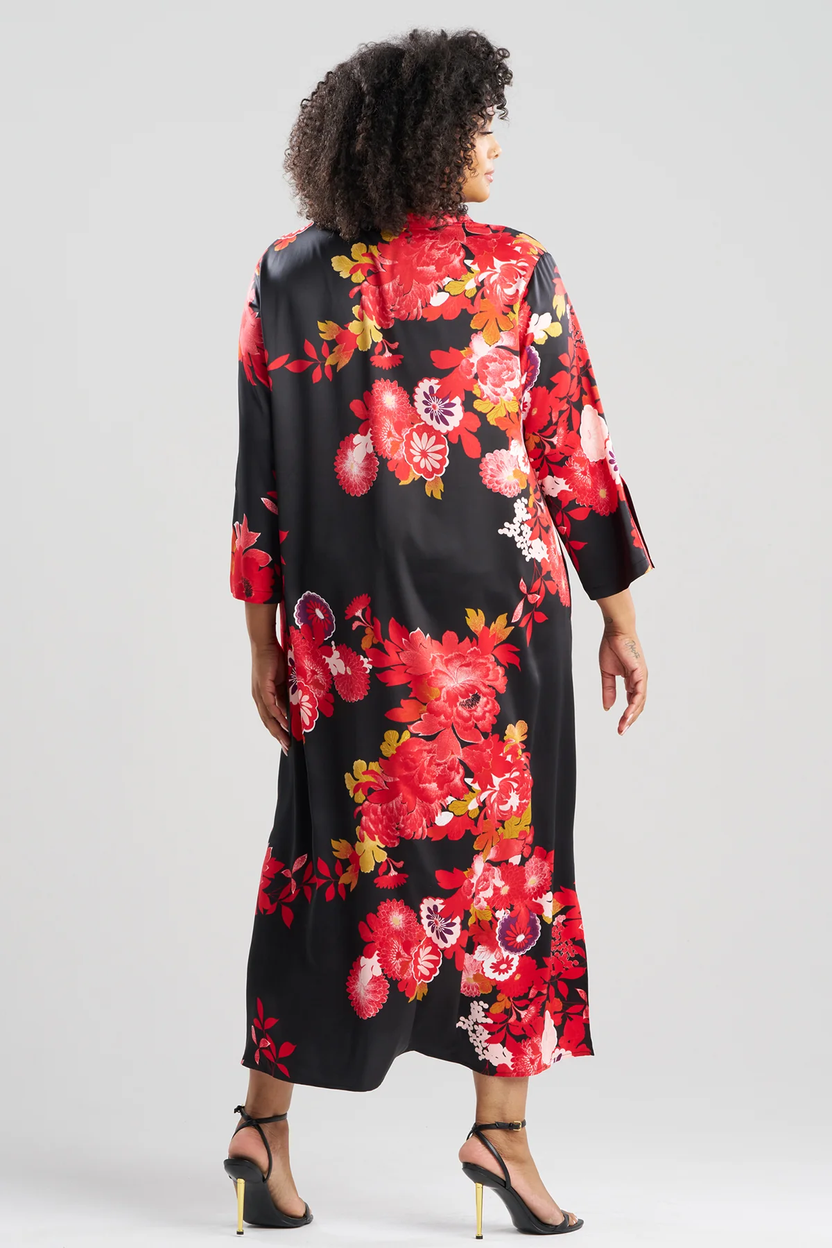Empress Printed Satin Mandarin Caftan - Image 4