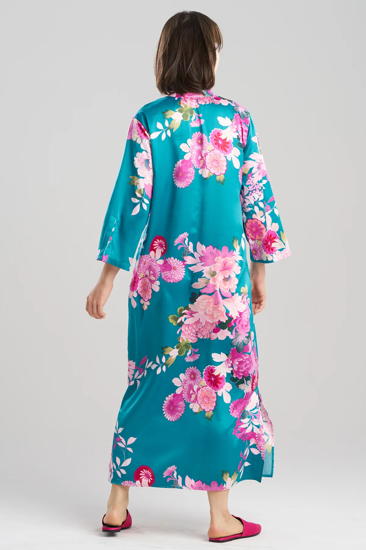 Empress Printed Satin Mandarin Caftan - Image 2
