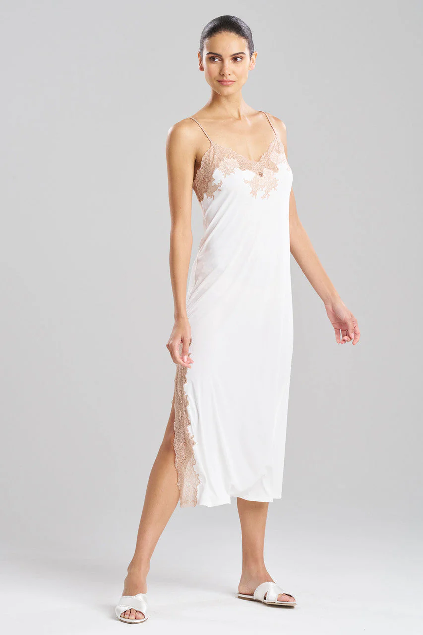Enchant Lace Slit Slip Dress
