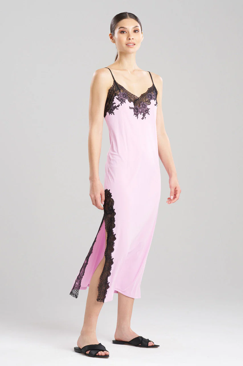 Enchant Lace Slit Slip Dress