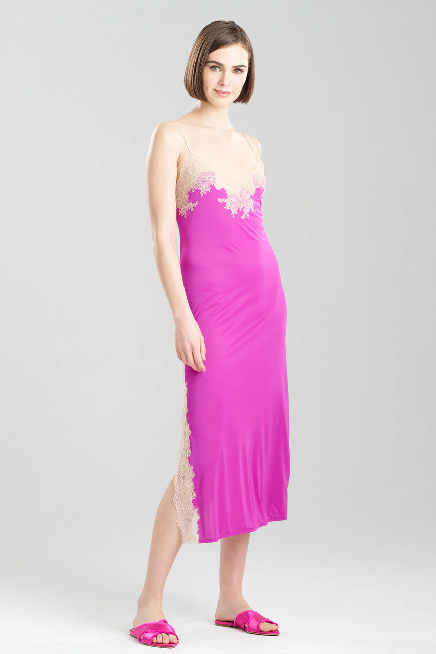 Enchant Lace Slit Slip Dress