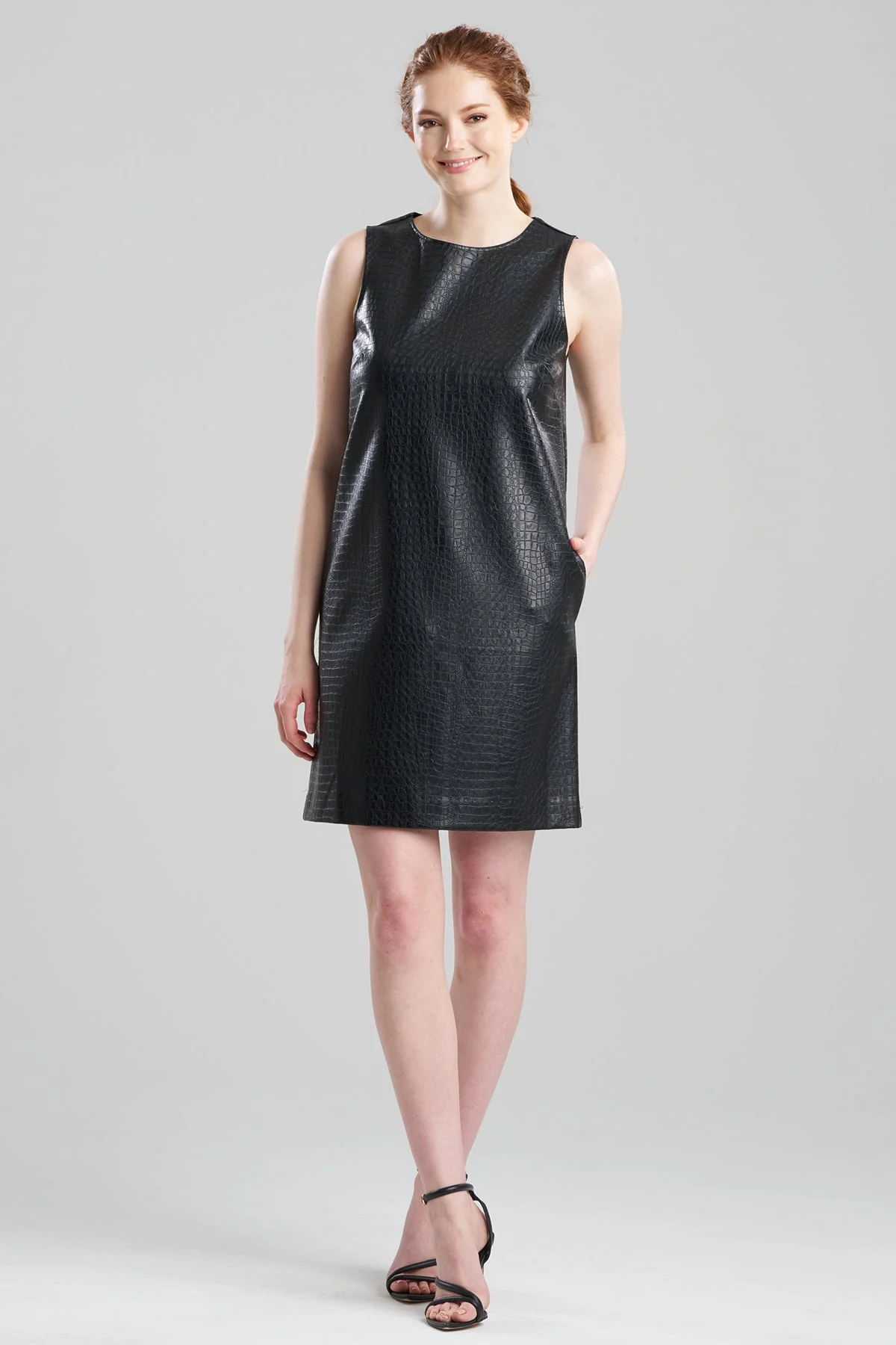 Faux Croc Leather Shift Dress - Image 2