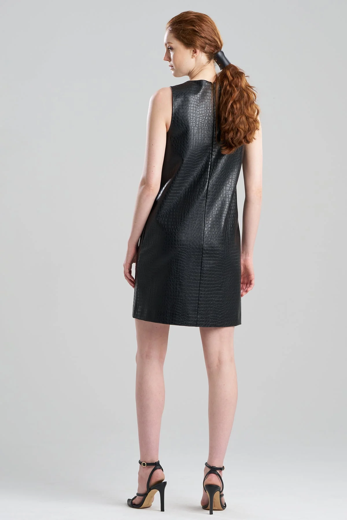 Faux Croc Leather Shift Dress - Image 3
