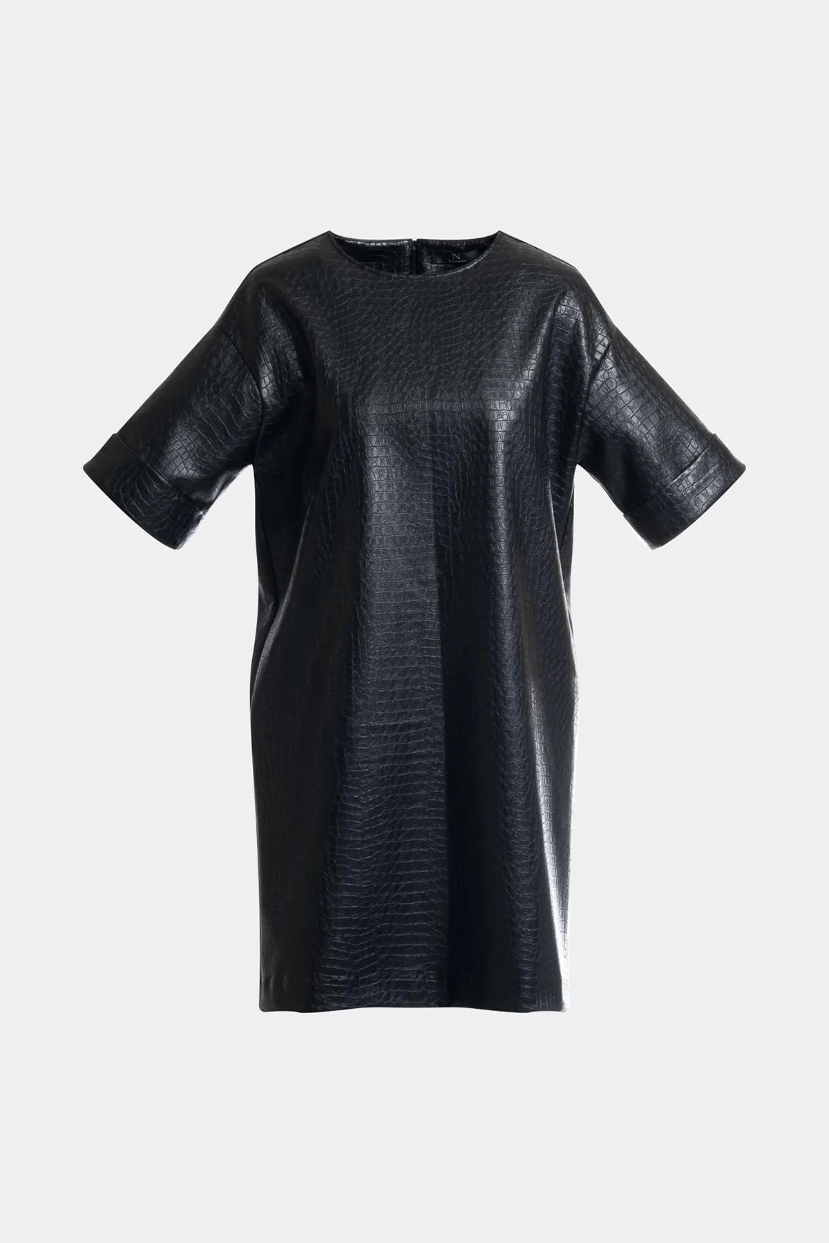 Faux Croc Leather T-Shirt Dress - Image 3
