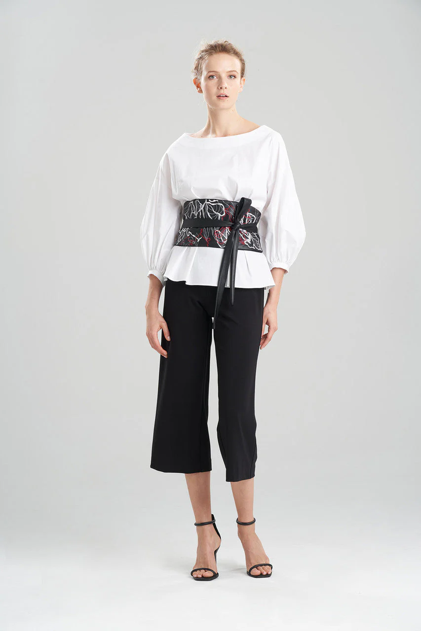 Faux Lambskin Embroidered Obi Belt - Image 3