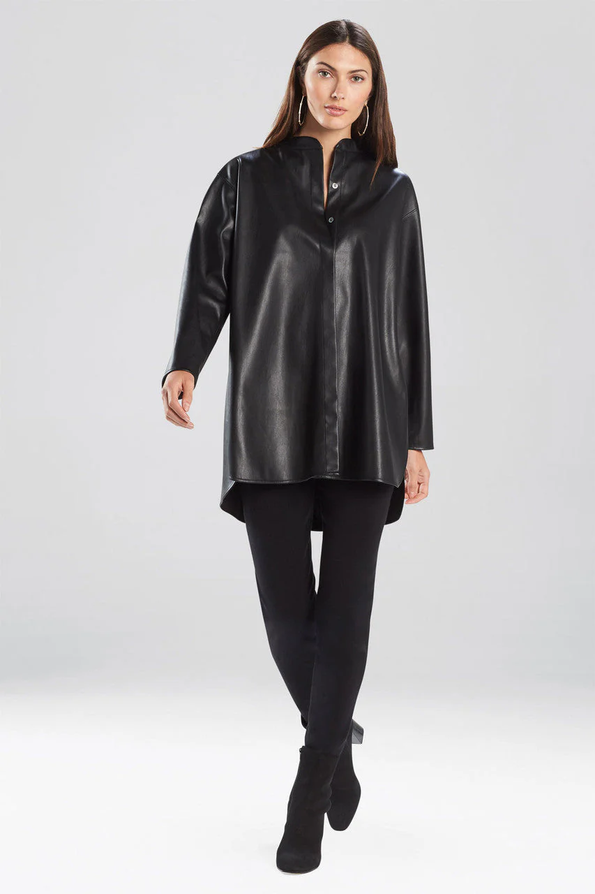 Faux Lambskin Oversized Shirt - Image 3