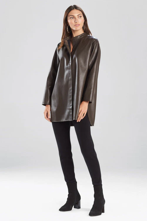 Faux Lambskin Oversized Shirt