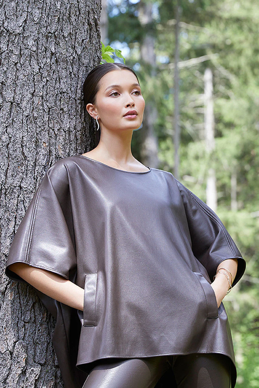 Faux Lambskin Poncho Topper - Image 4