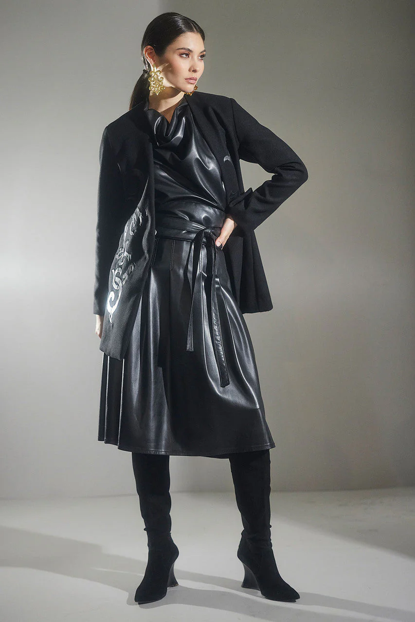 Felt Embroidered Collarless Jacket - Image 6