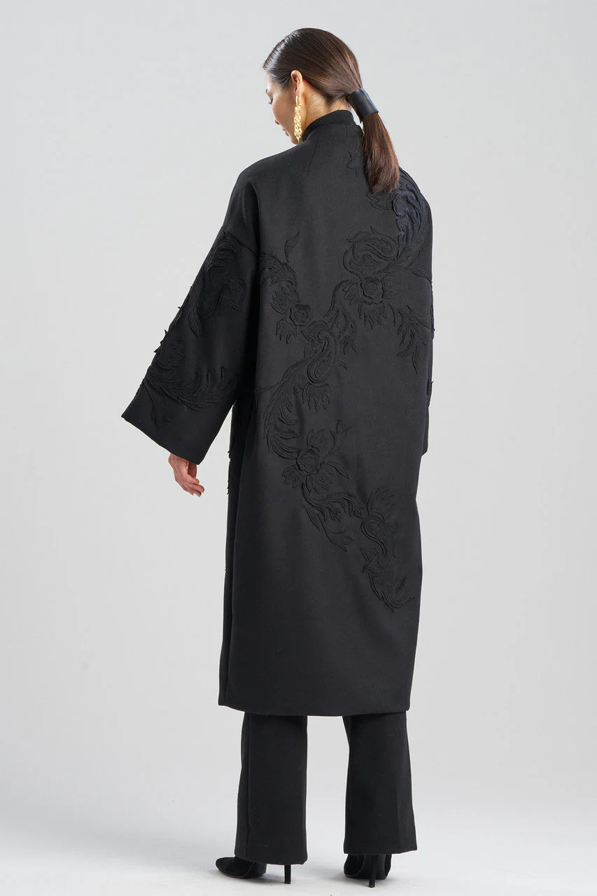 Felt Embroidered Long Coat - Image 3