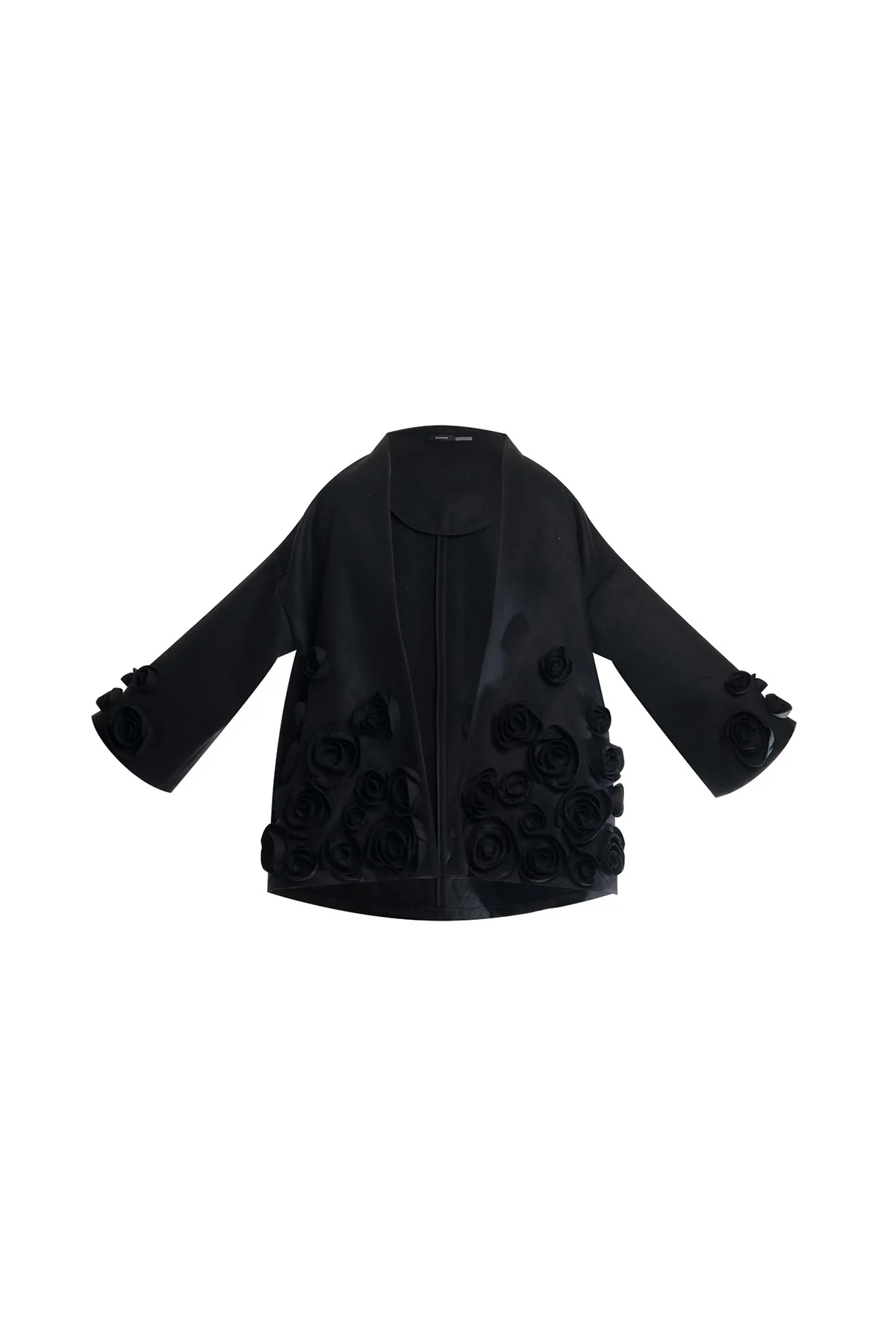 Felt Short Trapeze 3D Floral Embroidered Coat - Image 4