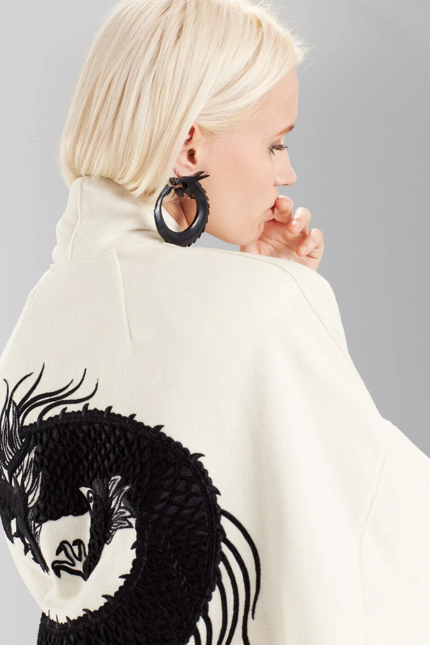 Felt Wool Coat With Embroidery - Image 3