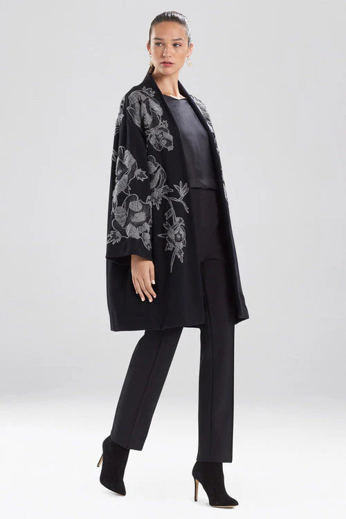 Felted Wool Embroidered Caban Jacket