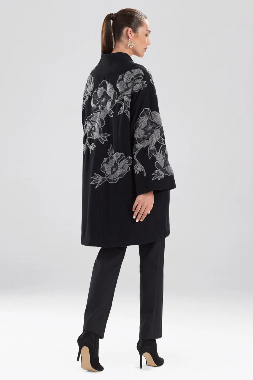 Felted Wool Embroidered Caban Jacket - Image 3