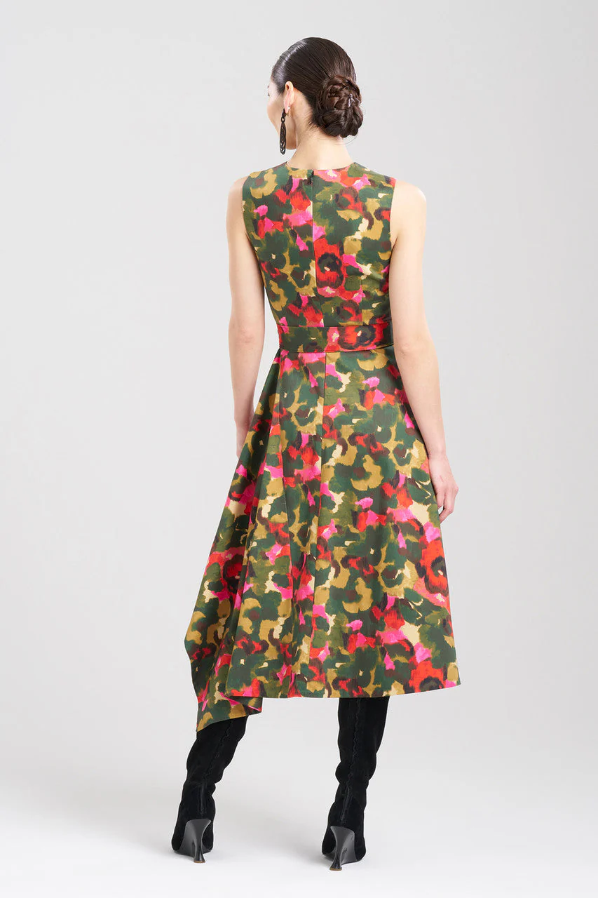 Floral Asymmetrical Boat Neck Dress - Image 2