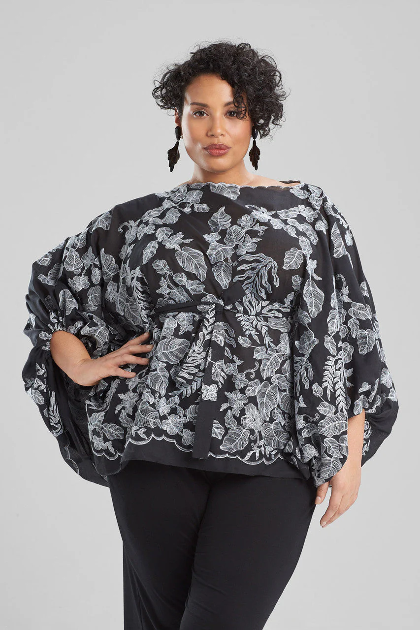 Floral Embroidery Poet Sleeve Blouse - Image 3