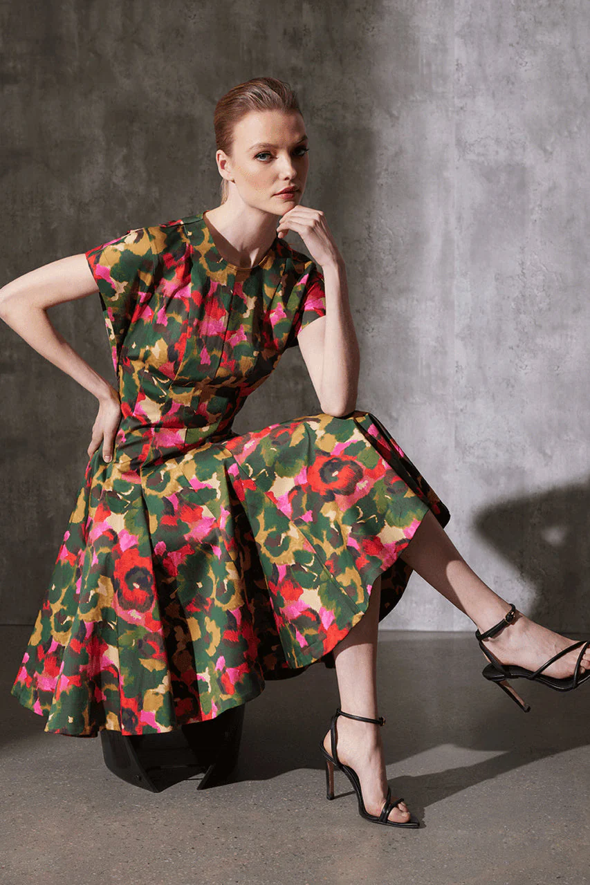 Floral Fit & Flare Pleated Dress - Image 3