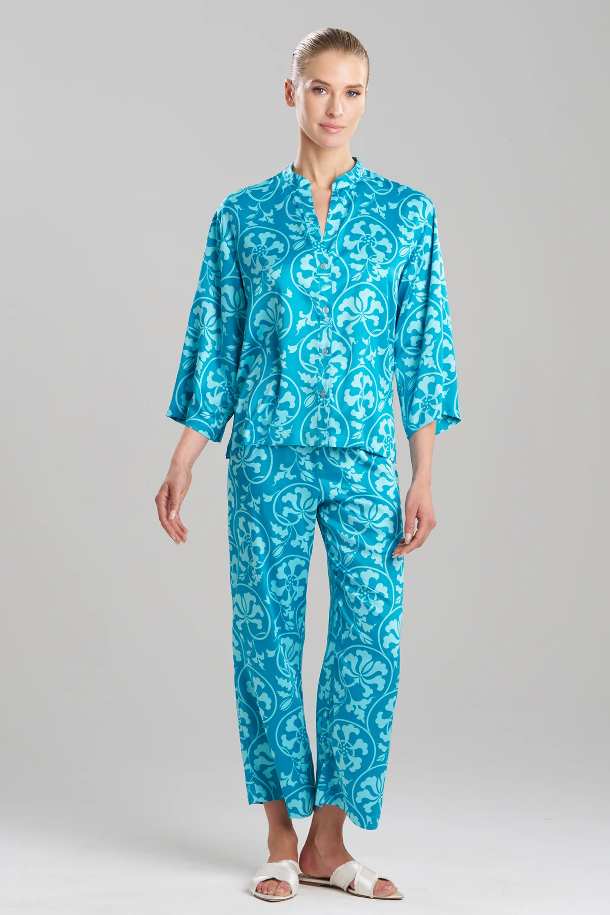 Floral Harmony Satin Button Down PJ