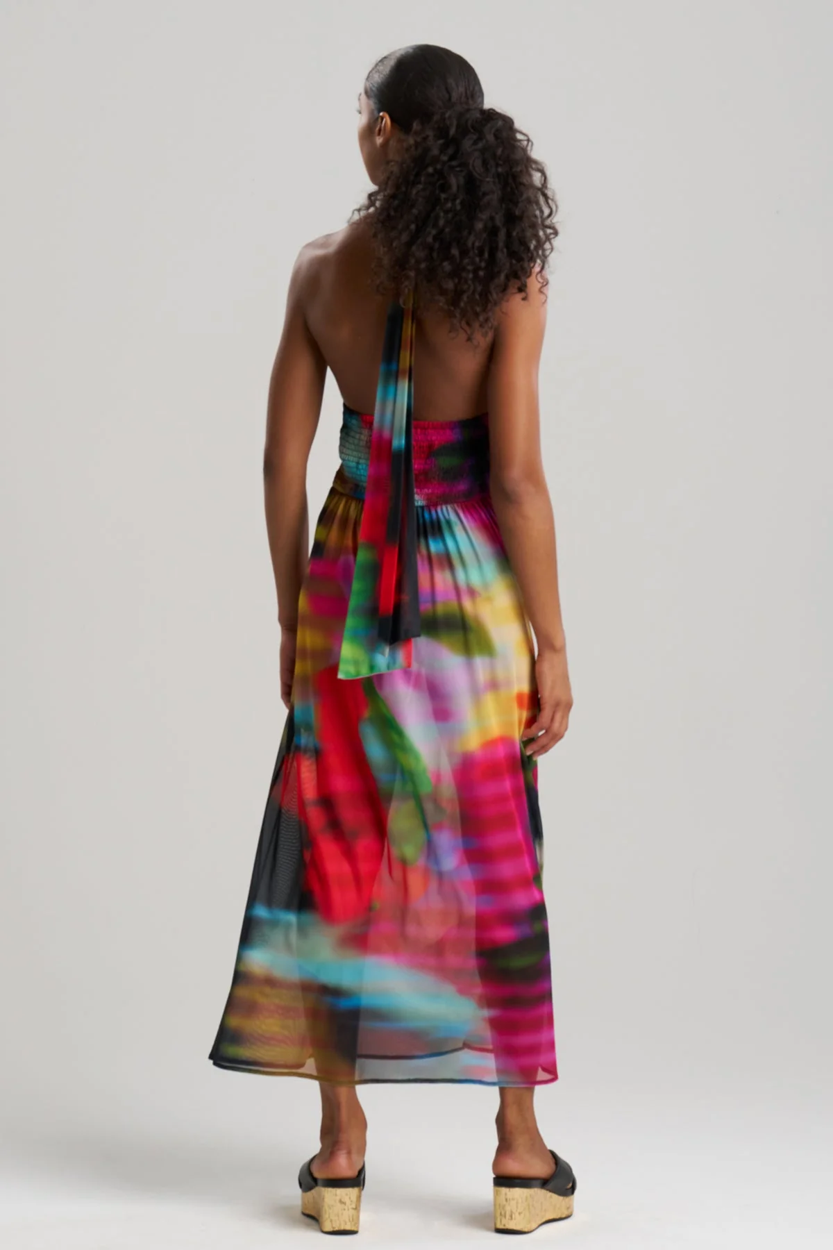 Floral Mirage Printed Mesh Halter Dress - Image 2