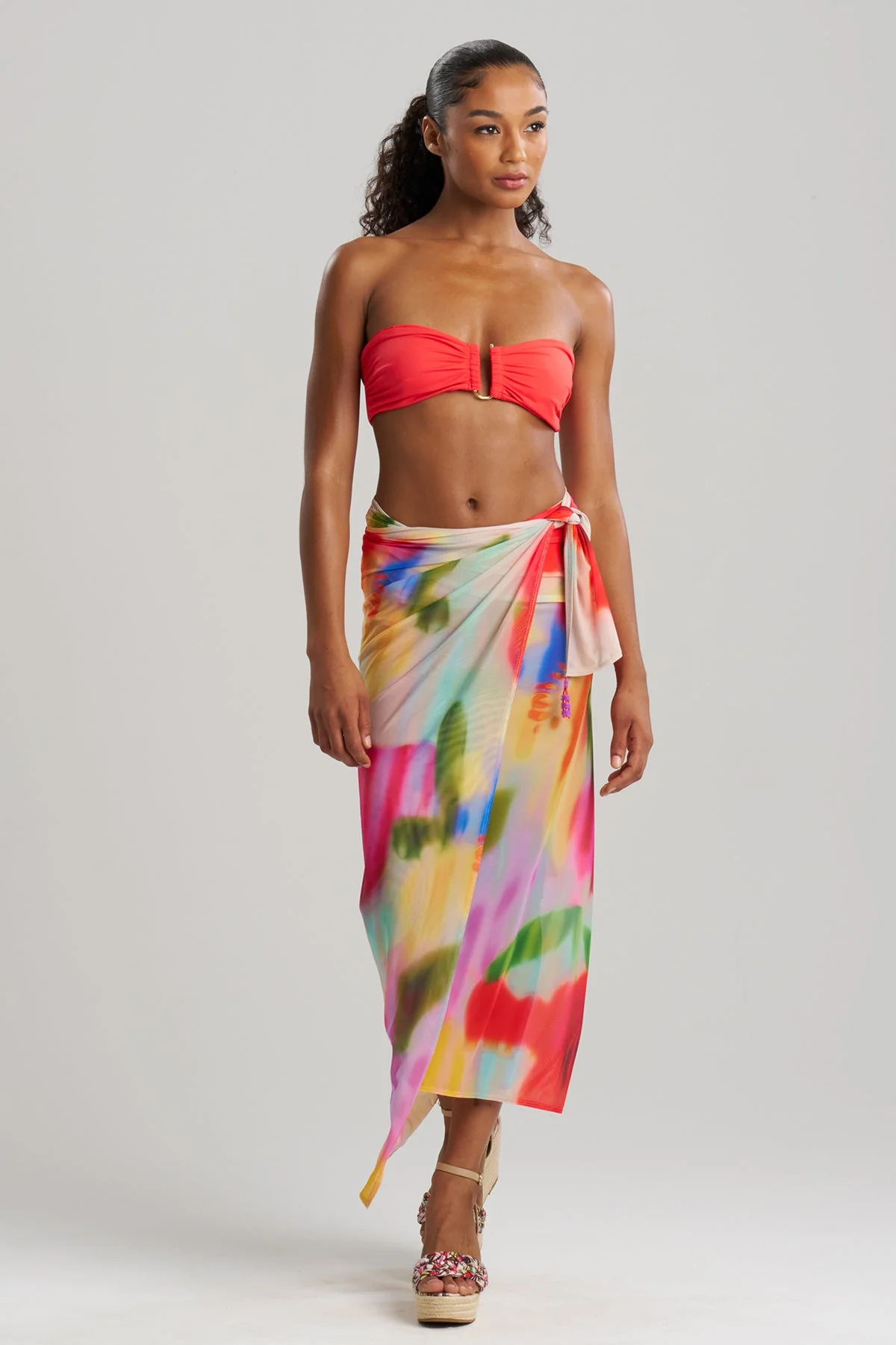 Floral Mirage Printed Mesh Pareo - Image 2