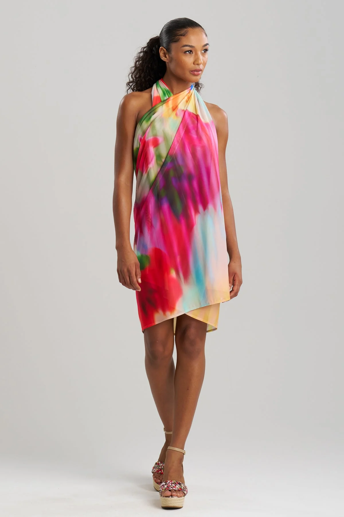Floral Mirage Printed Mesh Pareo - Image 3