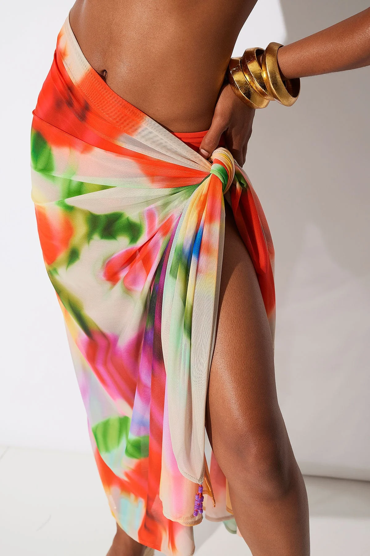 Floral Mirage Printed Mesh Pareo - Image 4