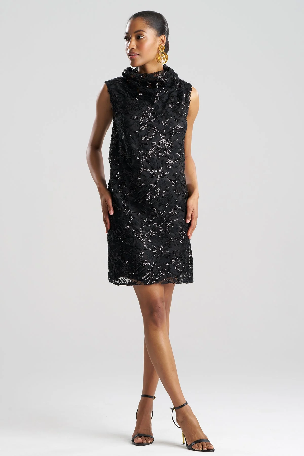 Floral Sequin Lace Shift Dress - Image 2