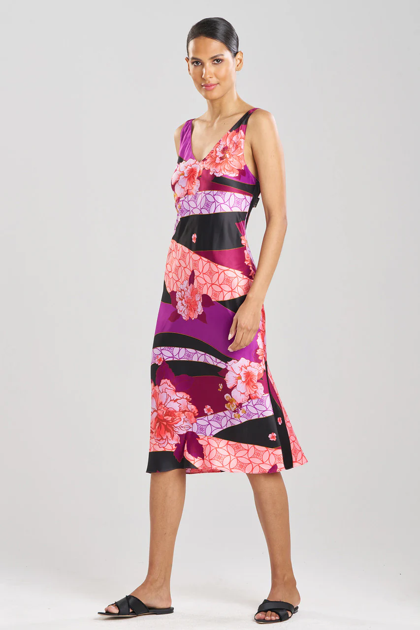 Floral Tapestry Satin Slip Dress