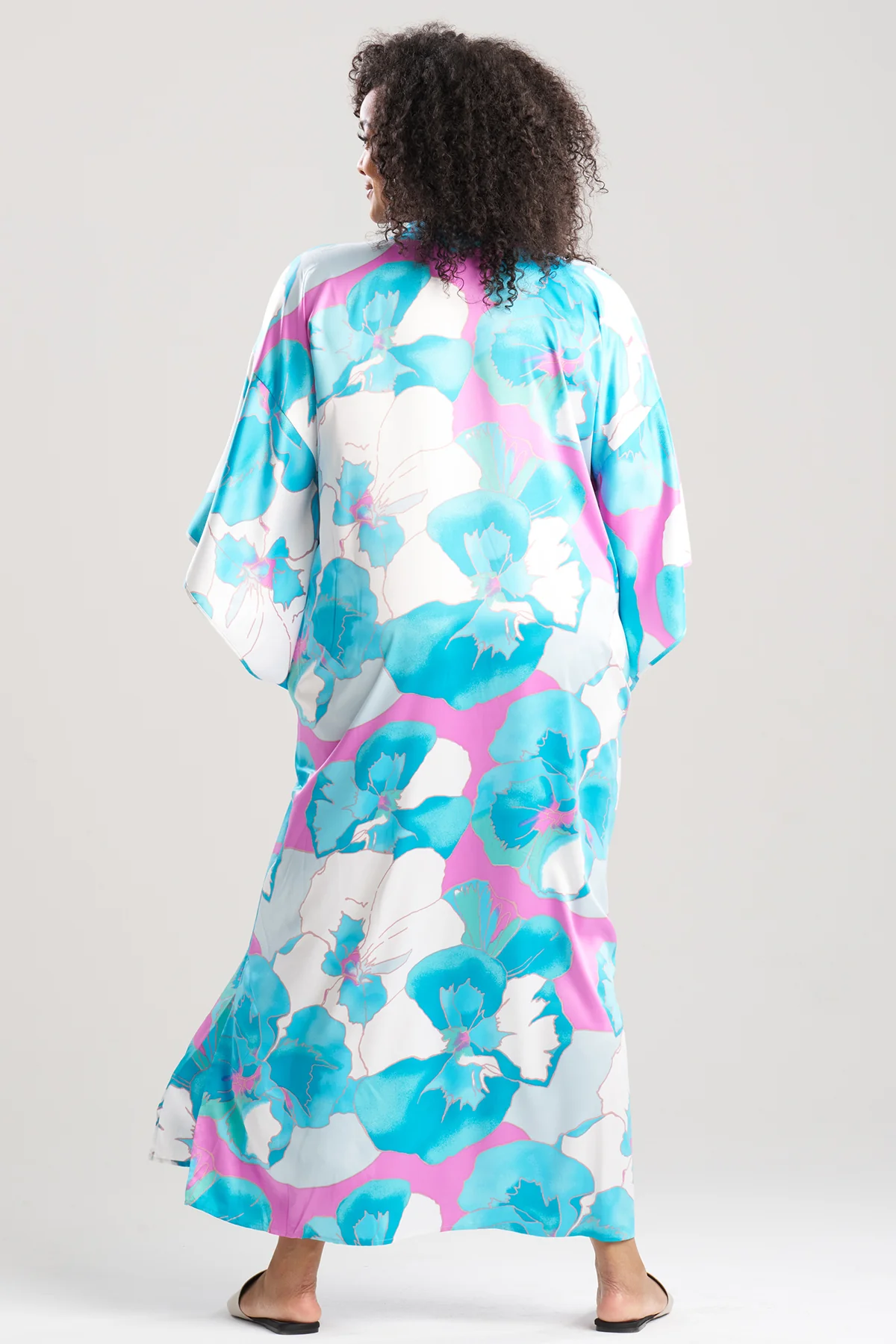 Floria Printed Satin Mandarin Caftan - Image 2